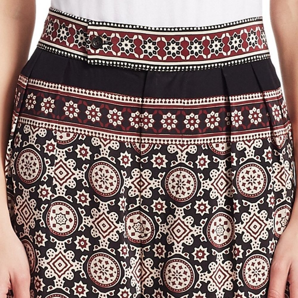 NEW Sea Women Silk Blend Geometric Mandala Brick Palazzo Wide Leg Long Pants - Picture 6 of 8